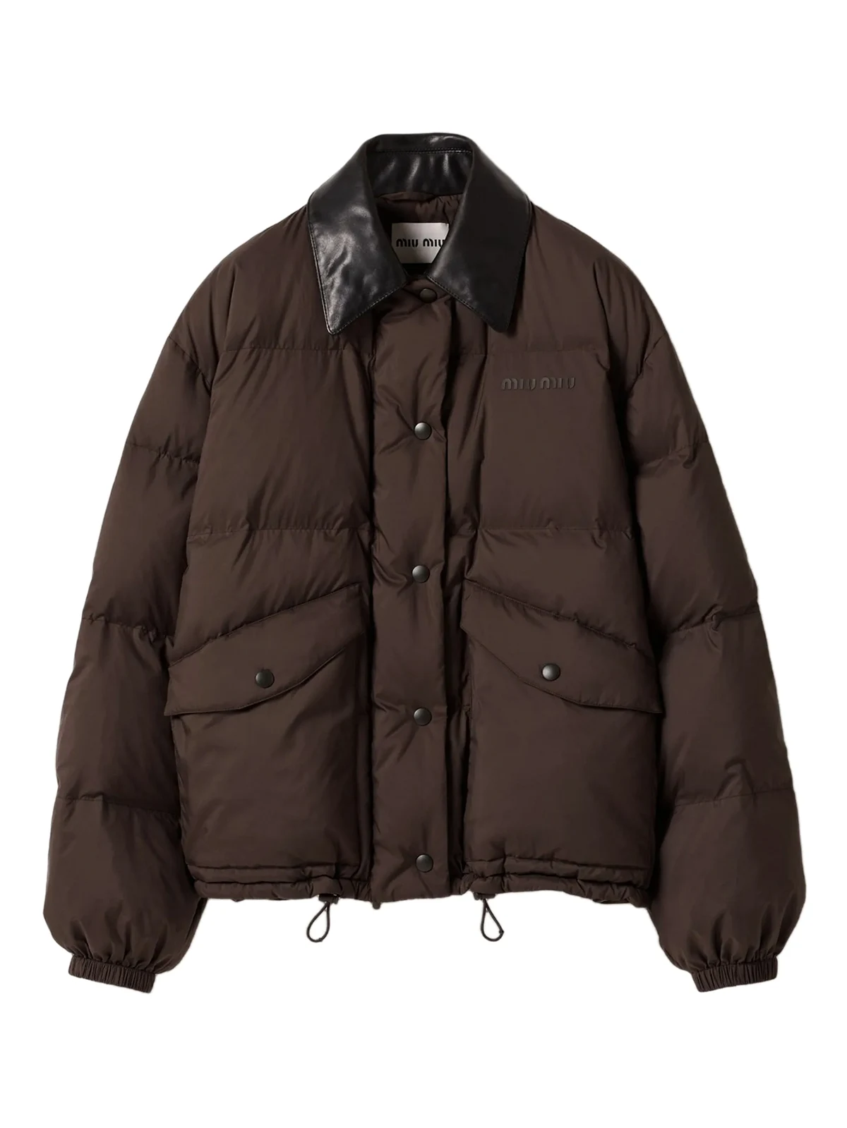 leather-collar puffer jacket