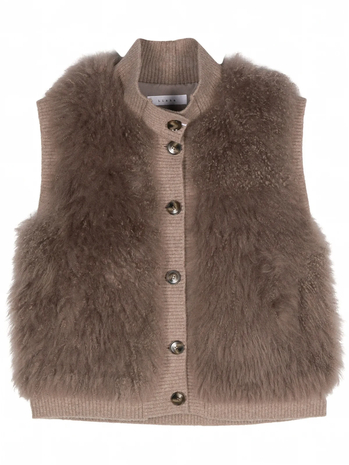 fur-design ribbed-trim gilet