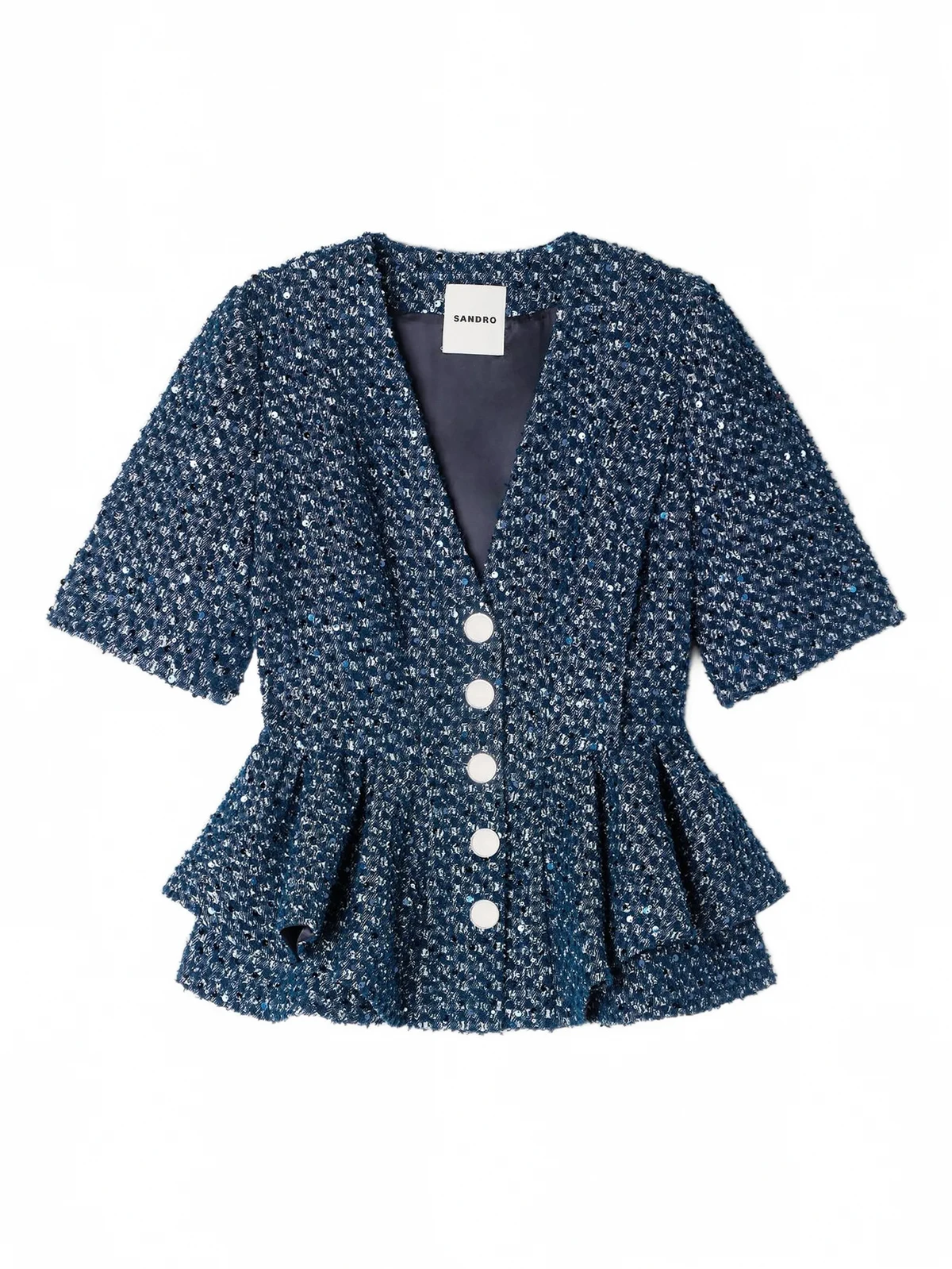 sequin-embellished short-sleeve blazer