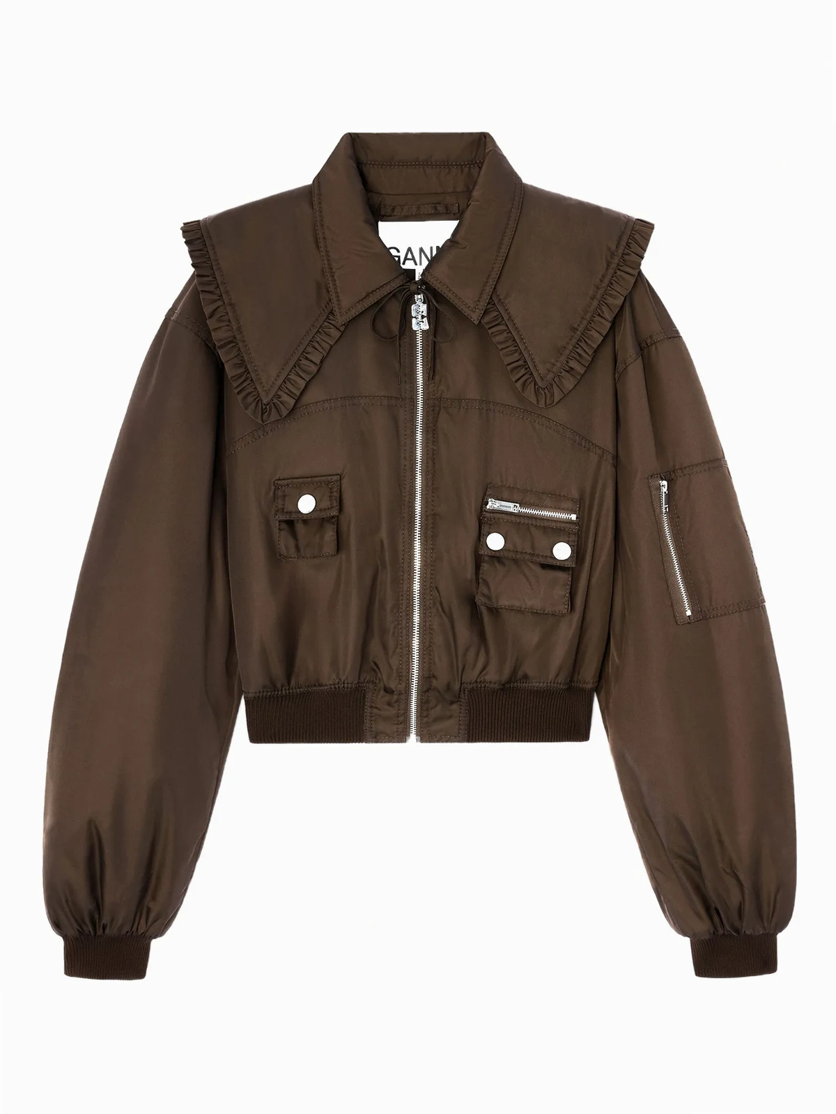 ruffled-detail bomber jacket