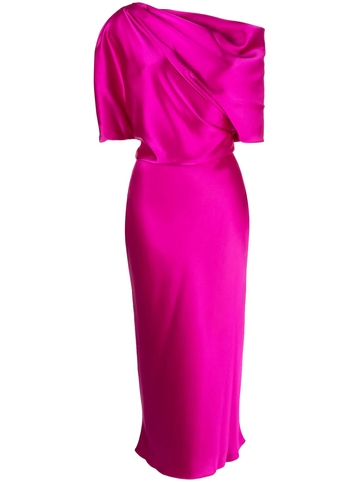 off-shoulder draped midi dress