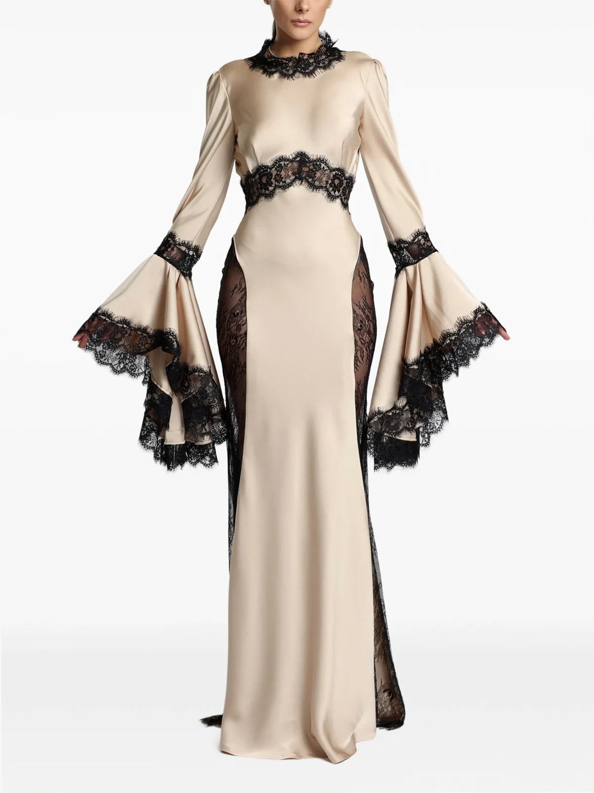 Silene bell-sleeve lace maxi dress