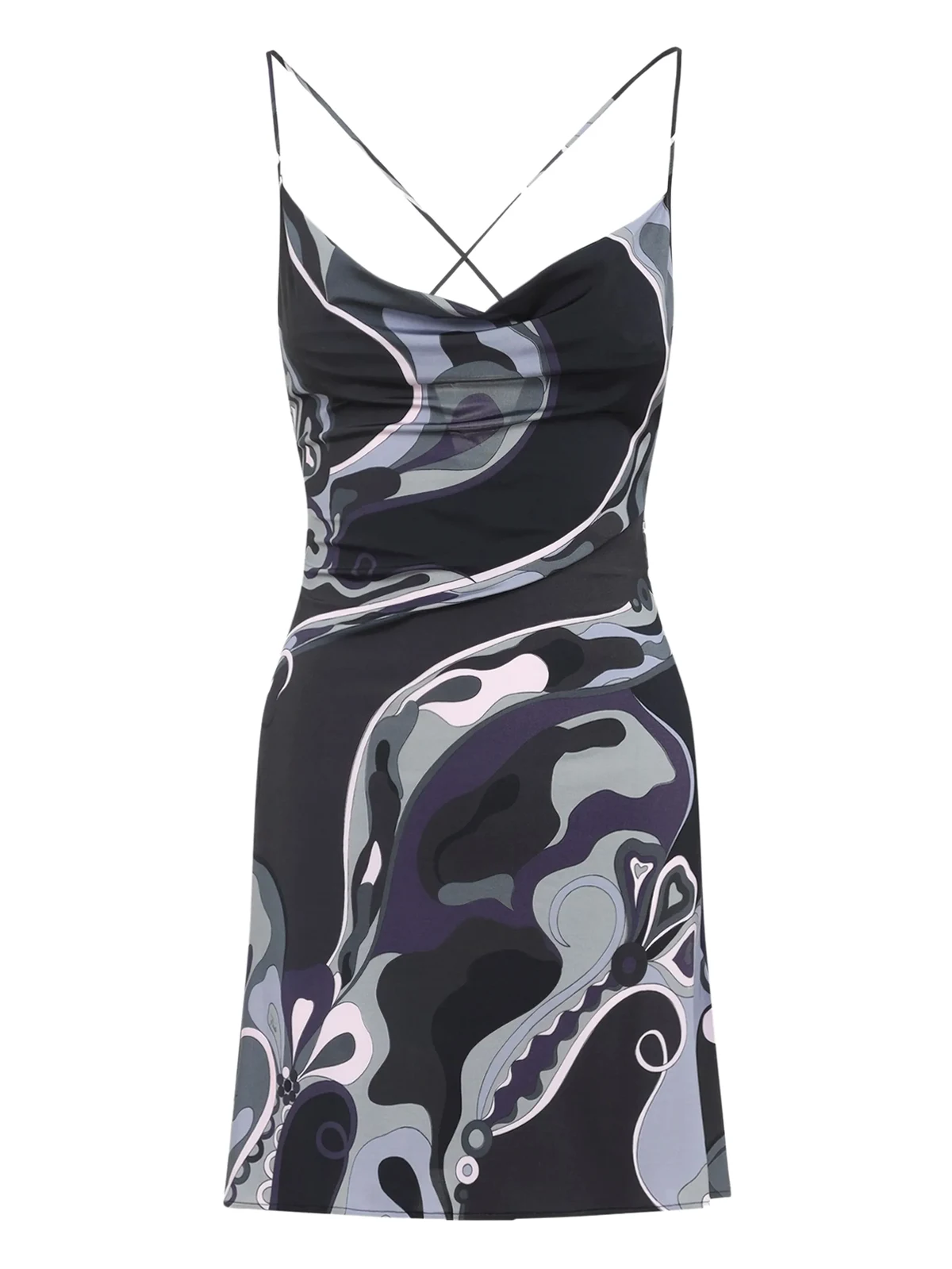 cowl-neck abstract-print dress