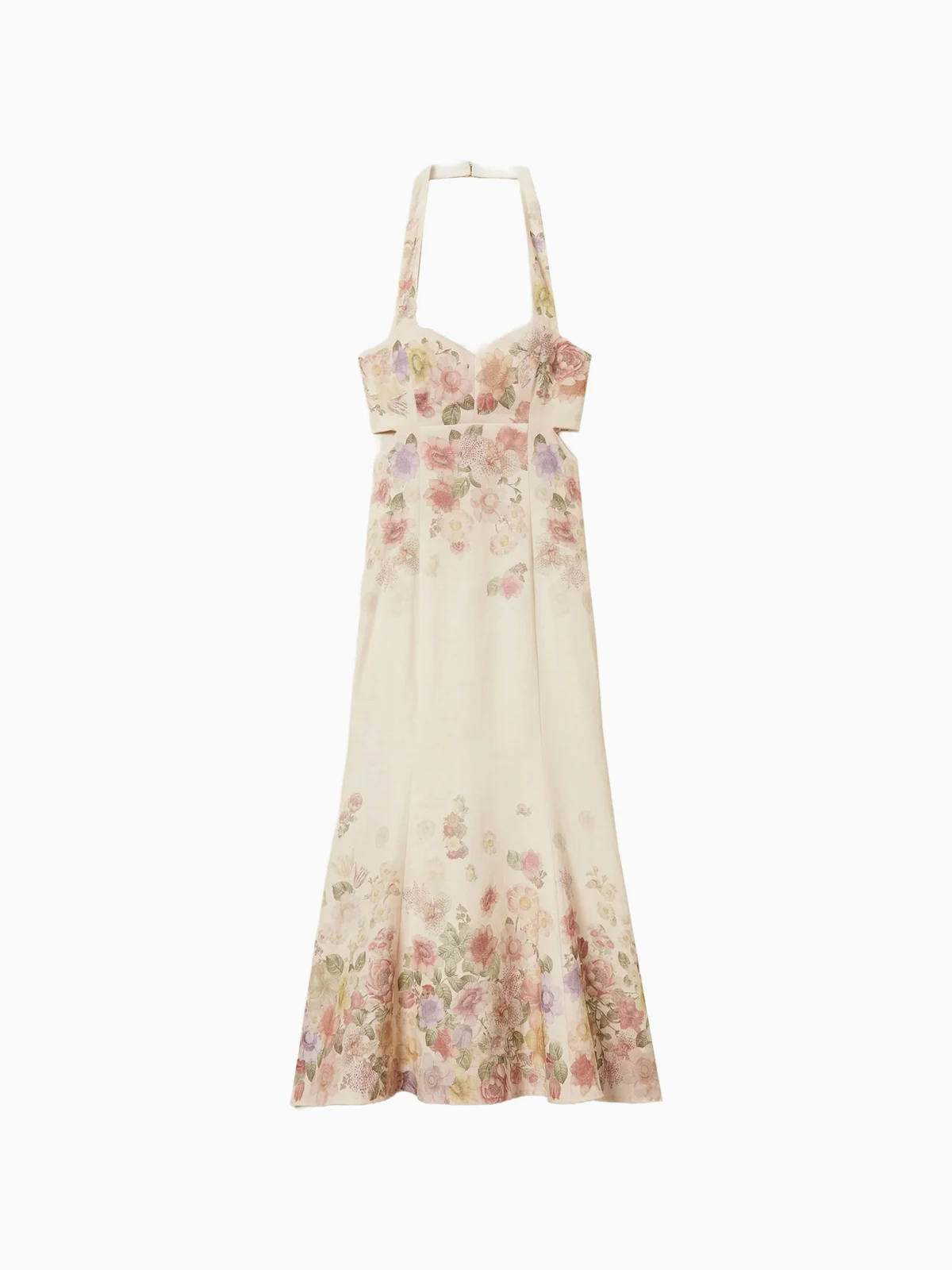 cut-out floral-print dress