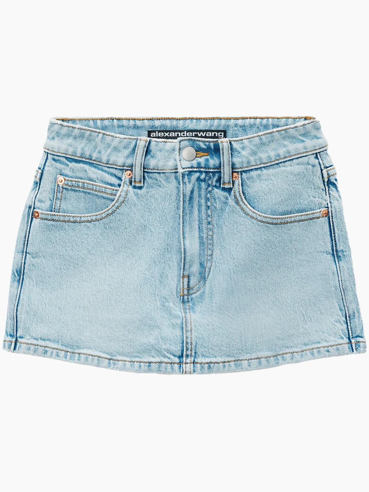 mid-rise denim skort