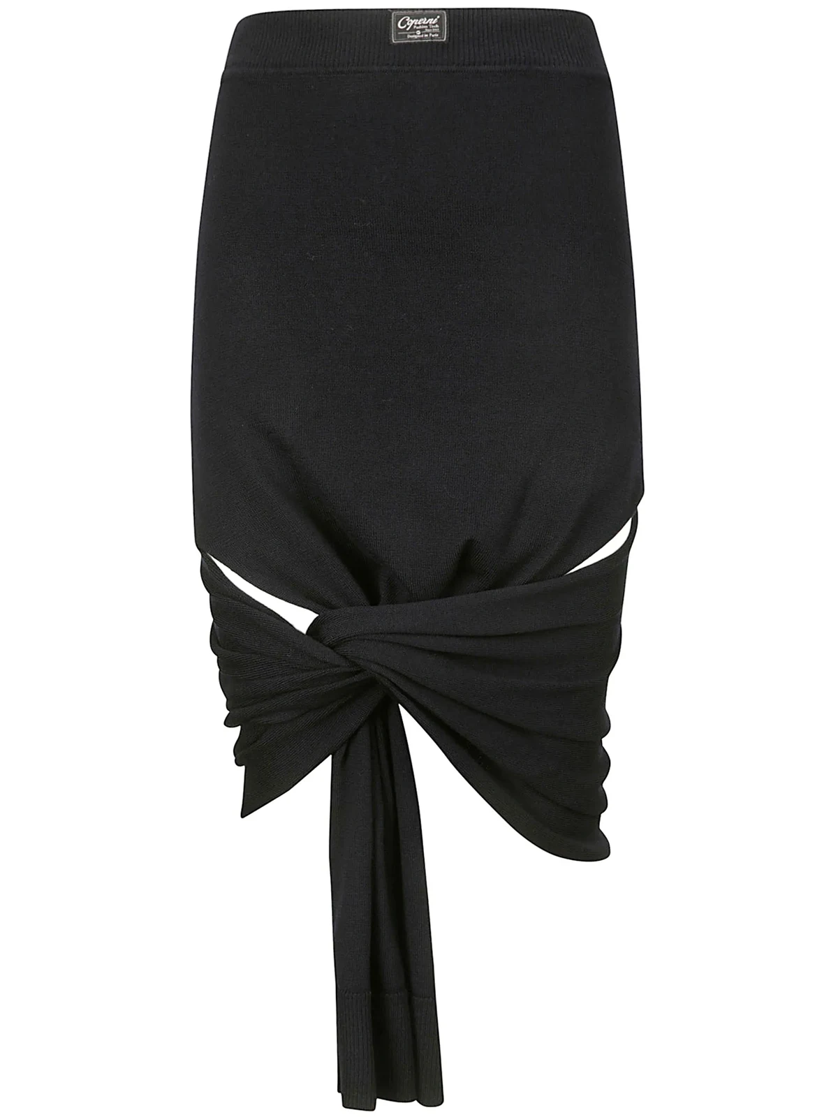 logo-patch wool midi skirt