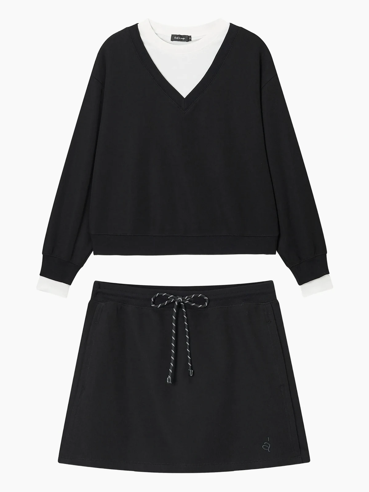 contrast-trim skirt set