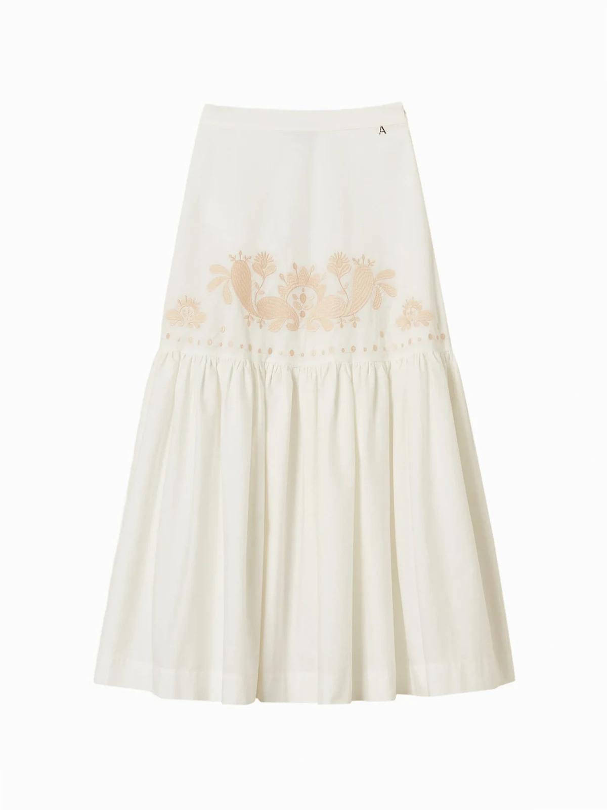 floral-embroidered tiered skirt