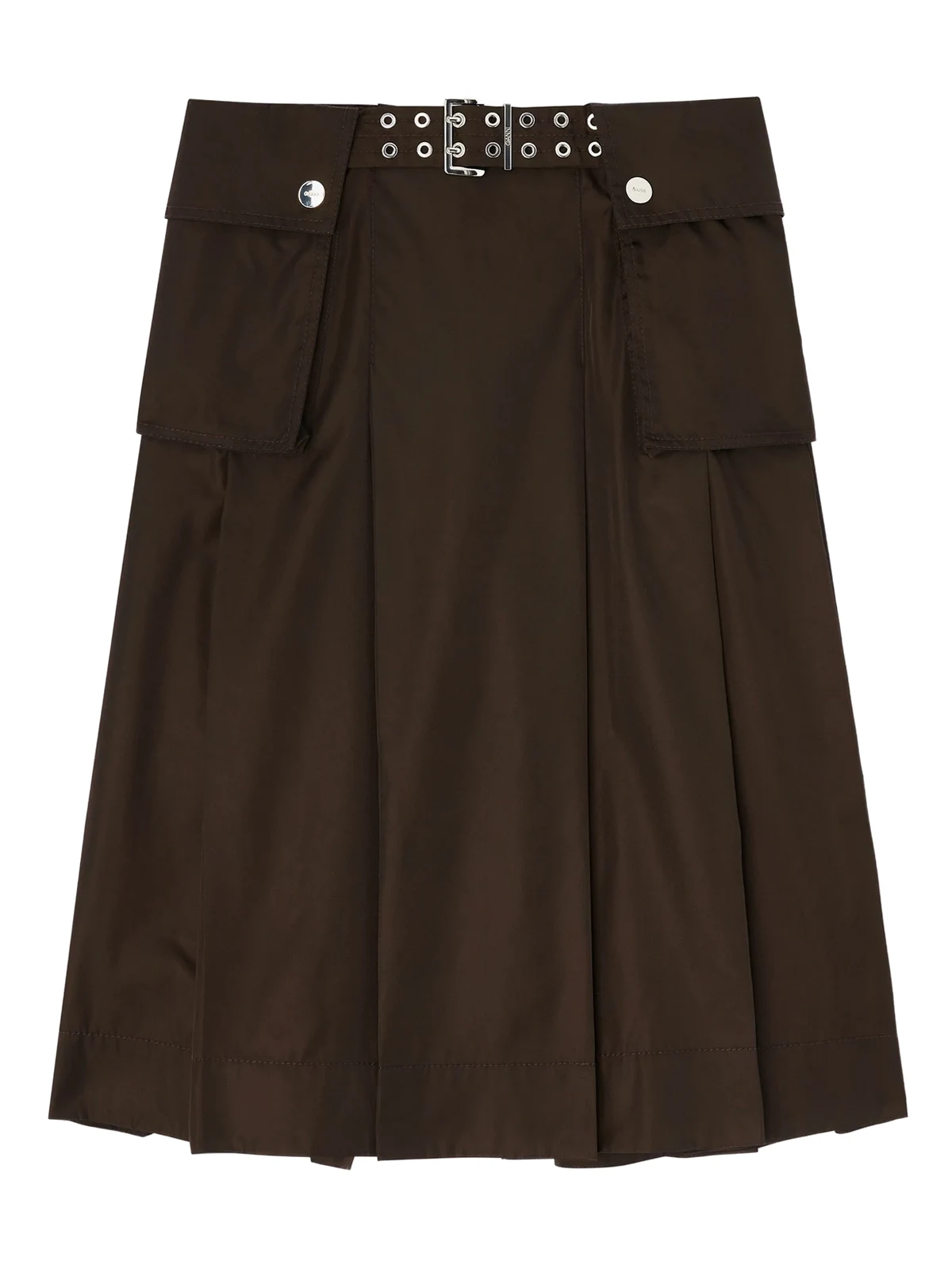 Belted pocket midi skirt