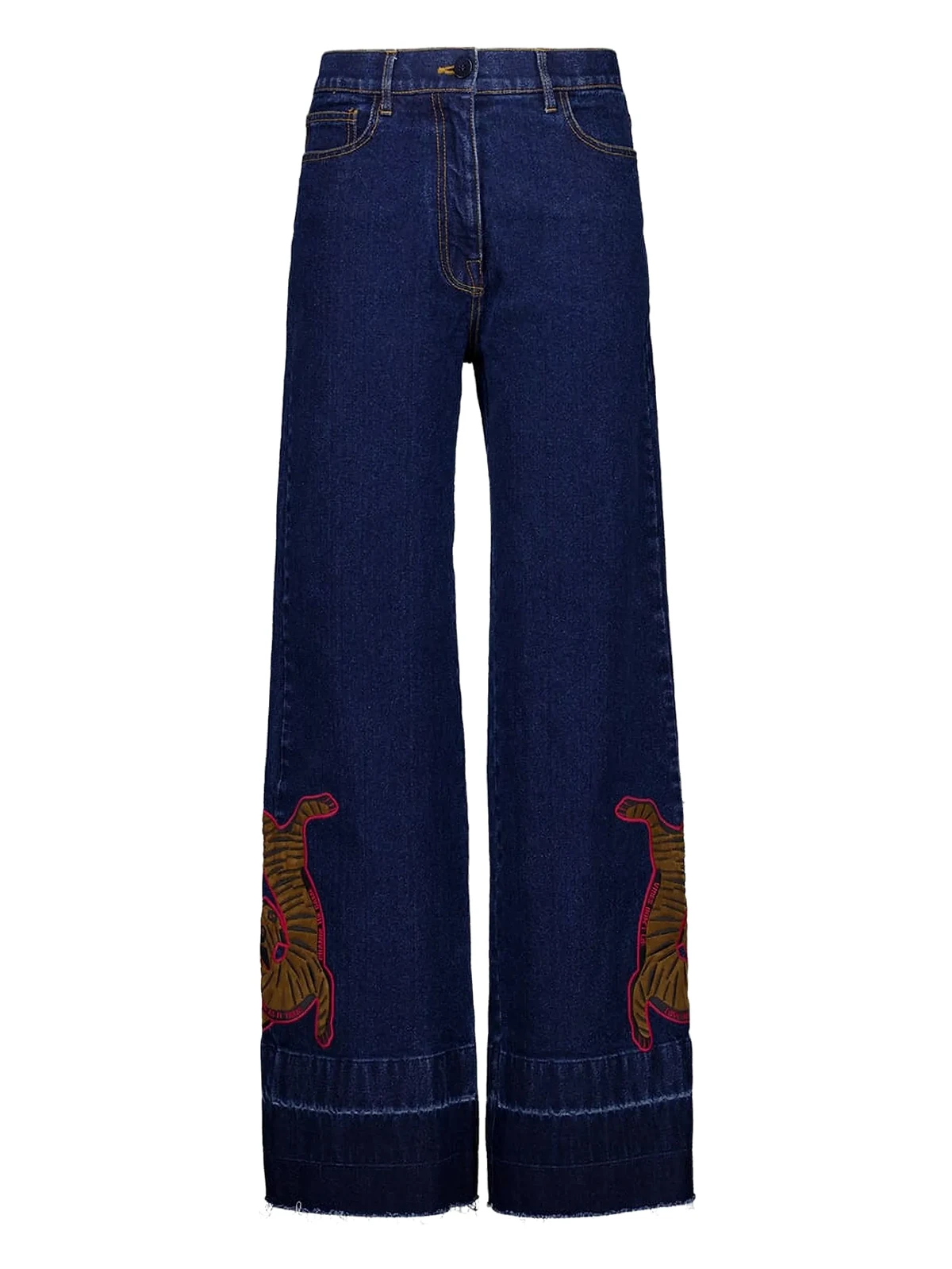 embroidered wide-leg jeans