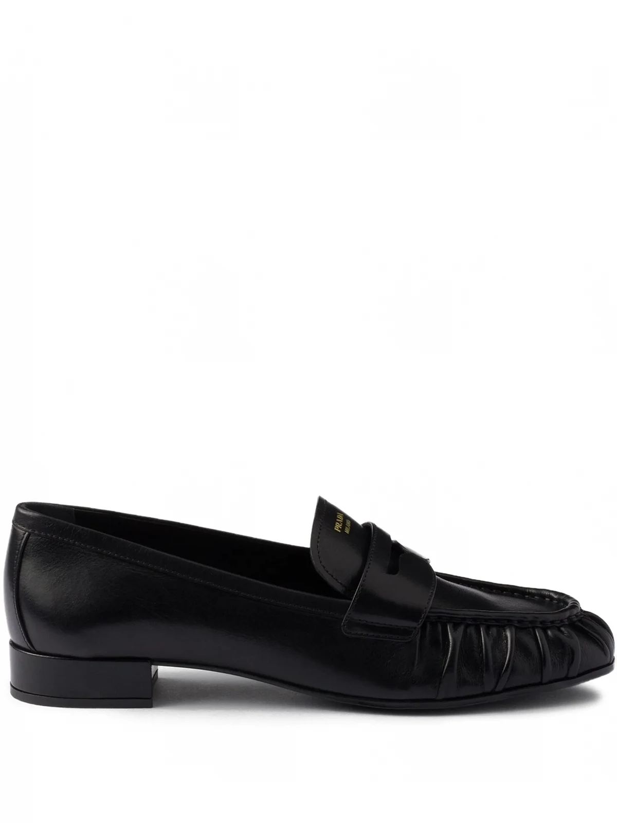 pleated leather loafers