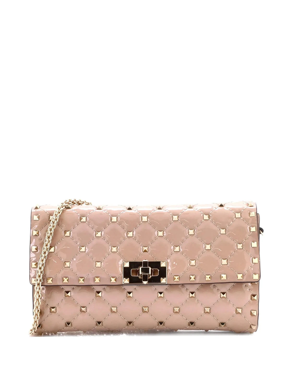 Rockstud Spike Wallet on Chain Quilted Patent Small crossbody bag