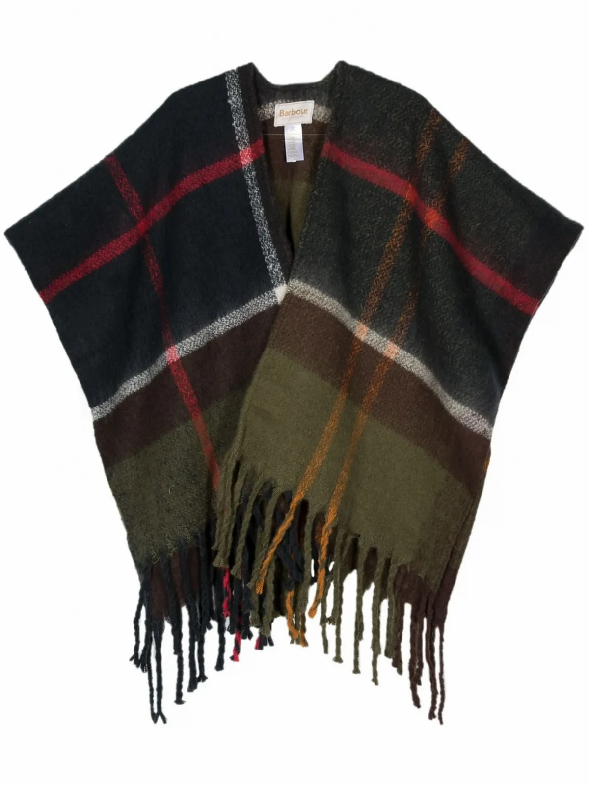 plaid fringe-detail scarf