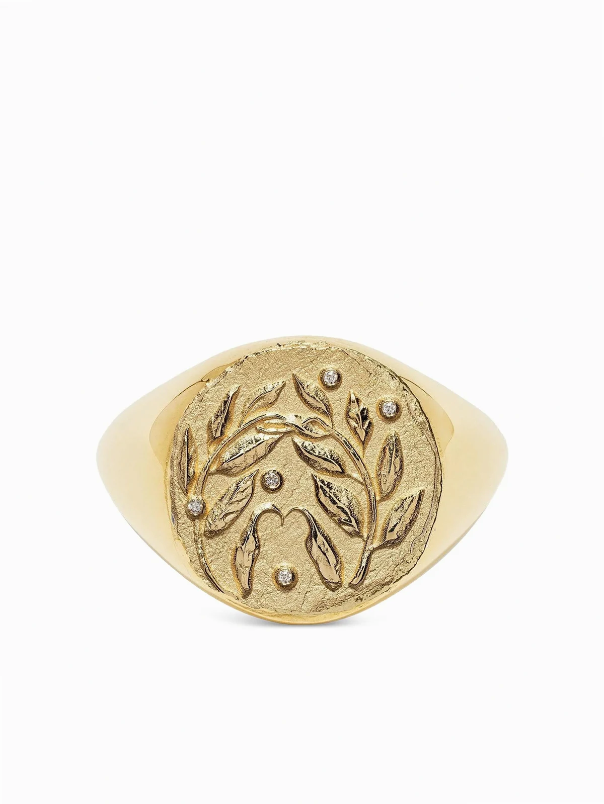 18kt Olive Branch Gelbgoldring mit Diamanten