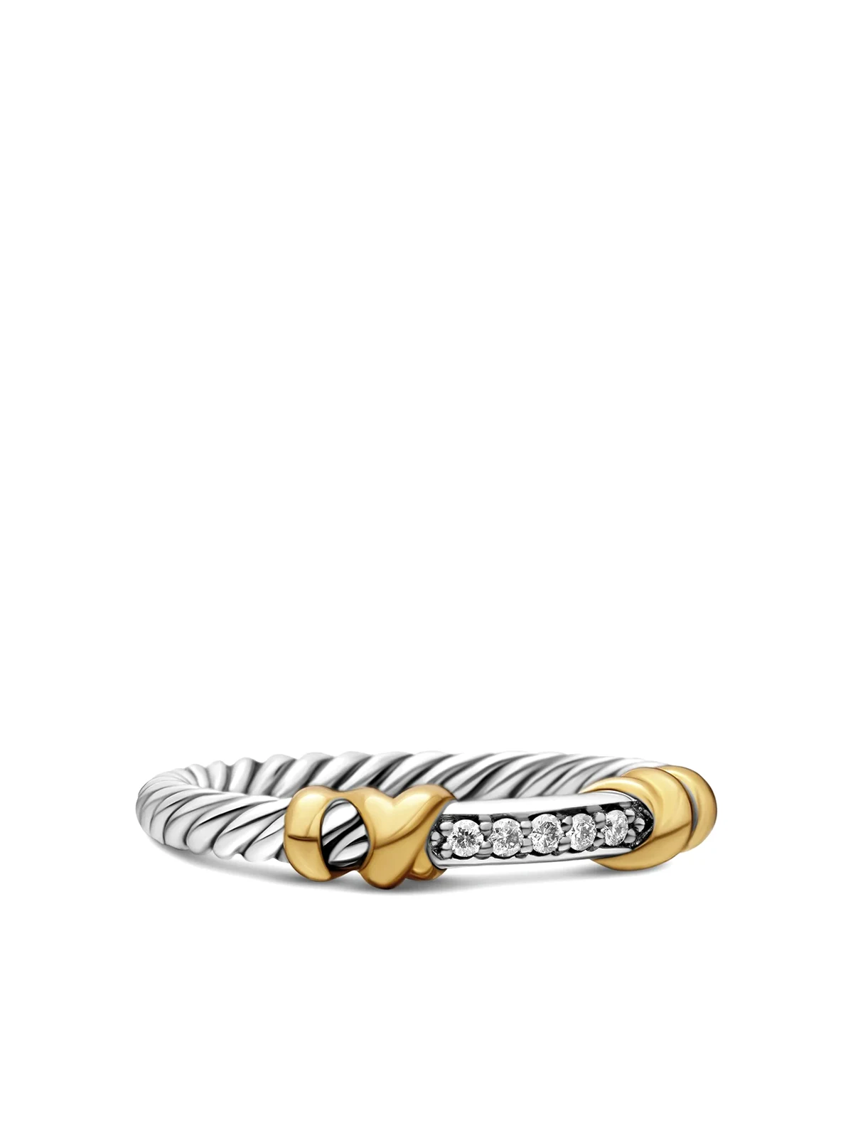 Petite Helena Wrap 18kt Gelbgold- und Sterlingsilberring mit Diamanten (4mm)