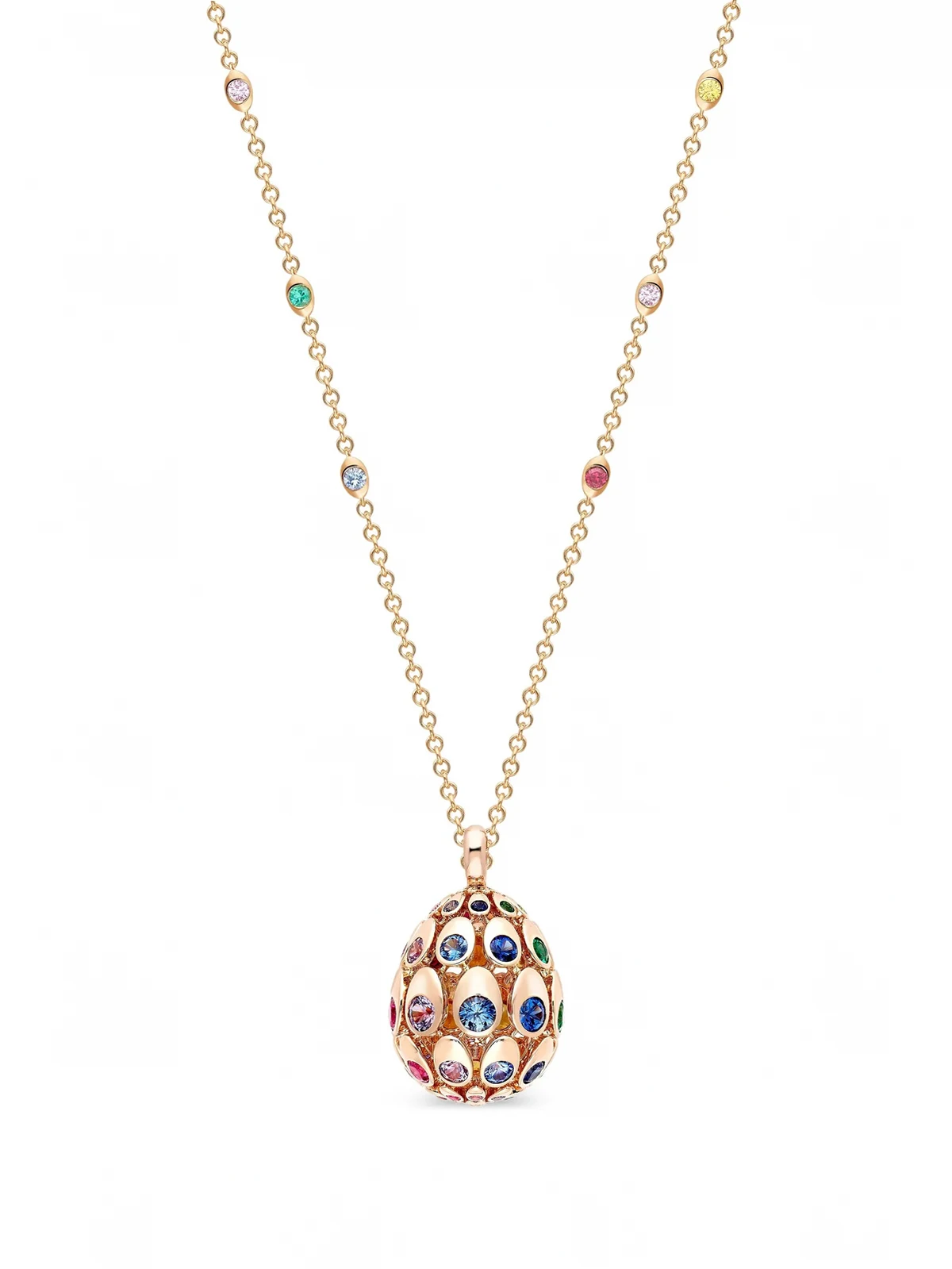 18K rose gold Rainbow Egg multi-stone pendant