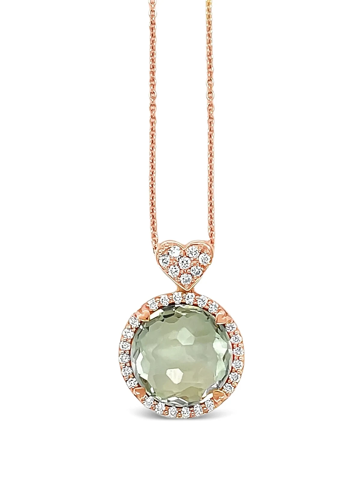 18K rose gold diamond and quartz necklace