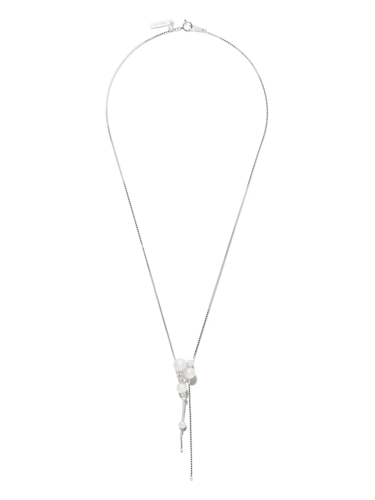 18kt Weißgoldhalskette mit Perlen