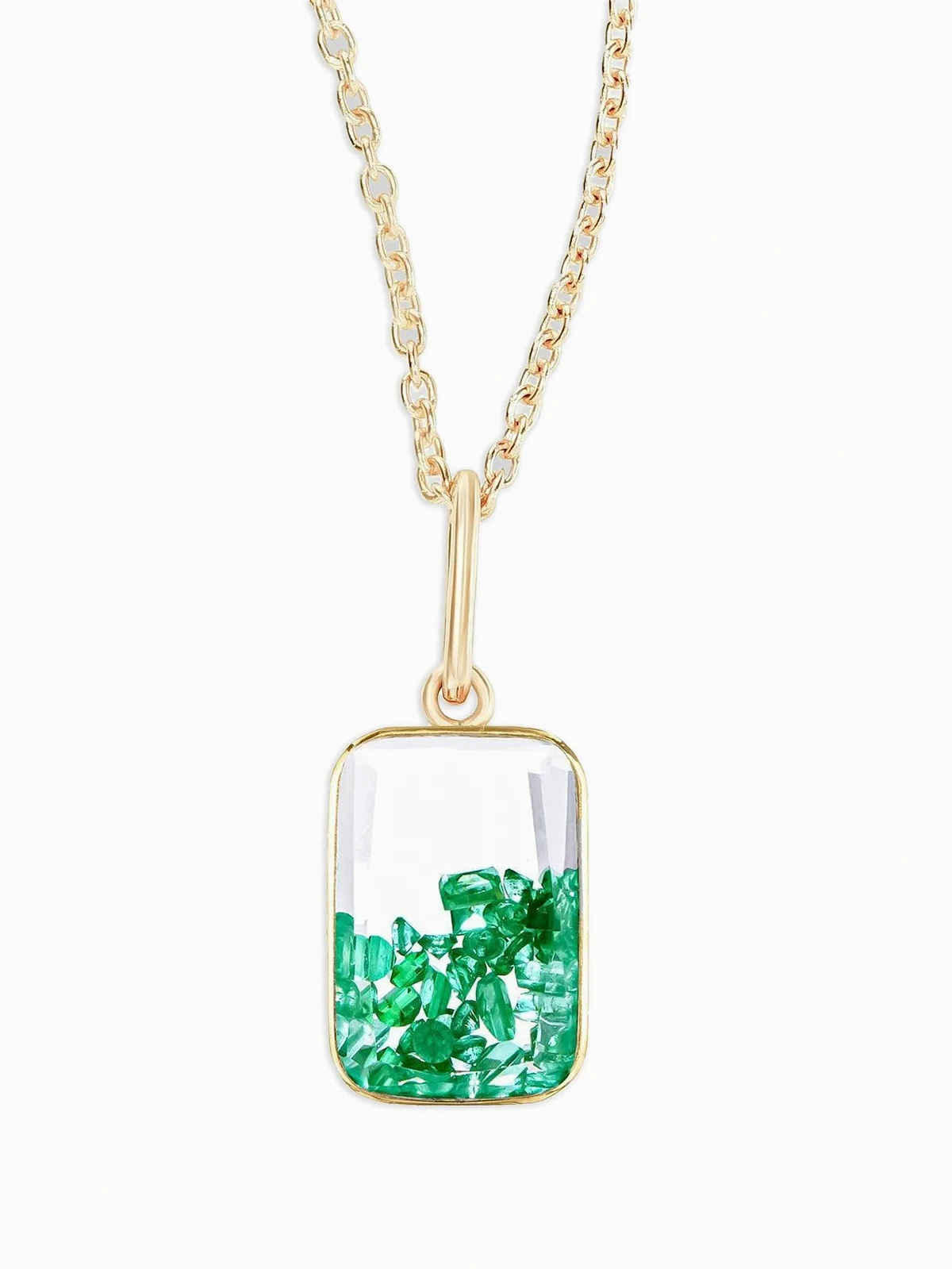 18K yellow gold emerald and sapphire necklace