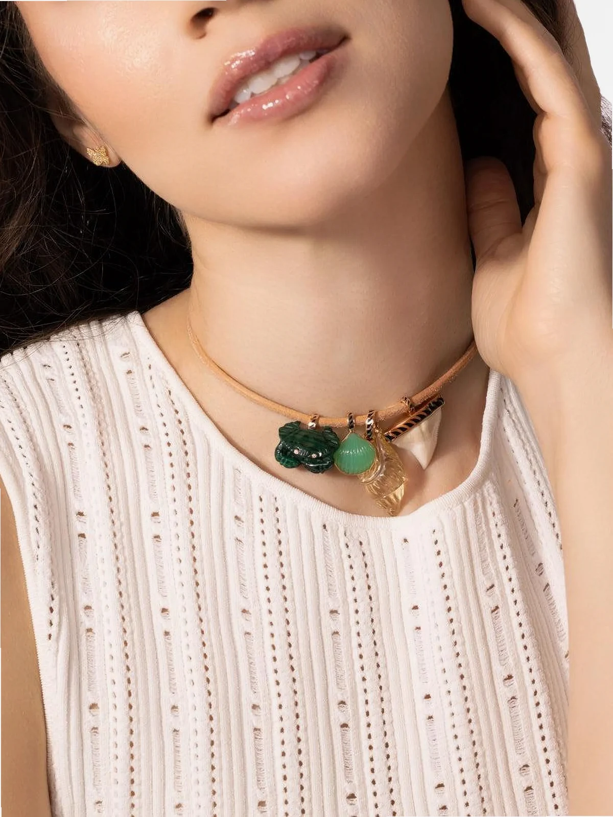 18K rose gold Vexillum lemon quartz shell pendant necklace