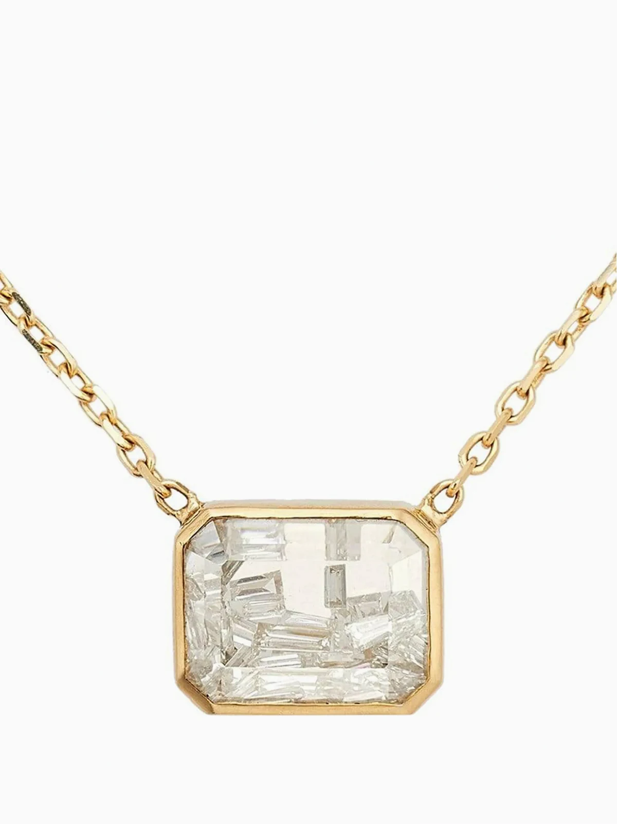 18kt yellow gold Esmeralda diamond shaker pendant necklace