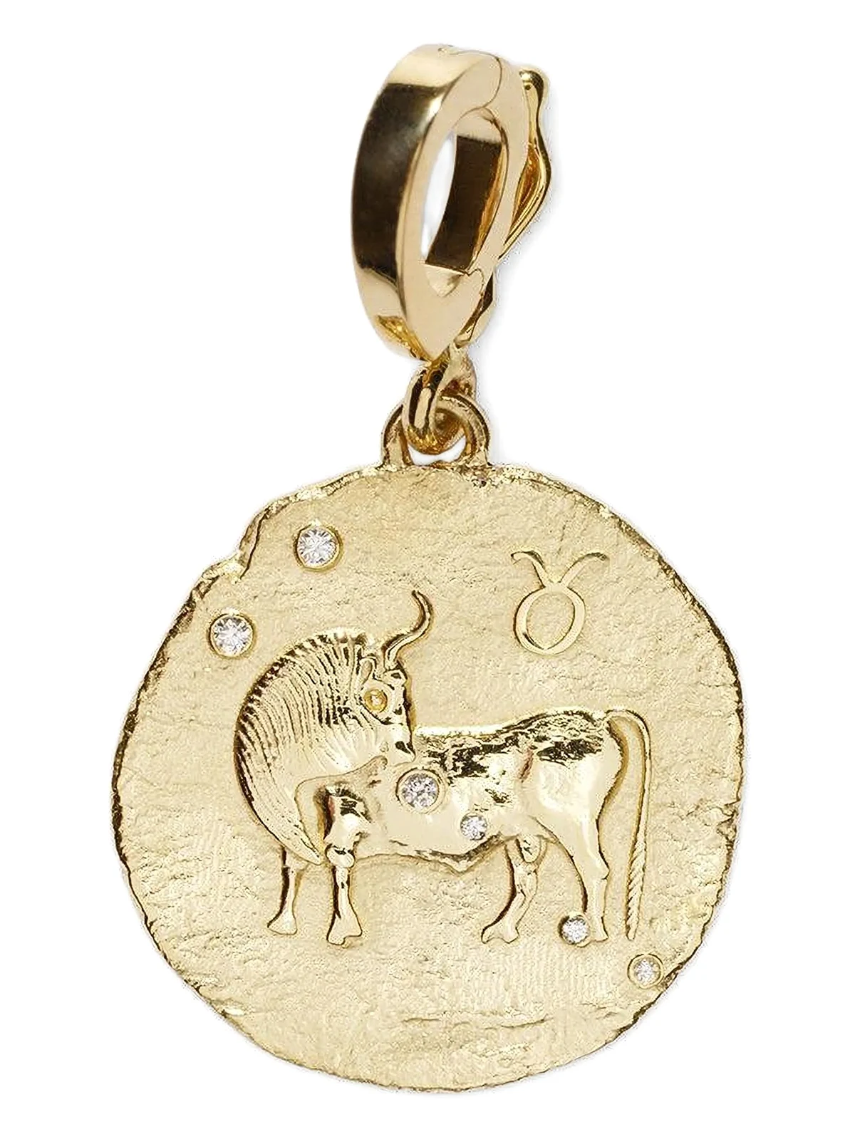 18K yellow gold Diamond Taurus coin necklace