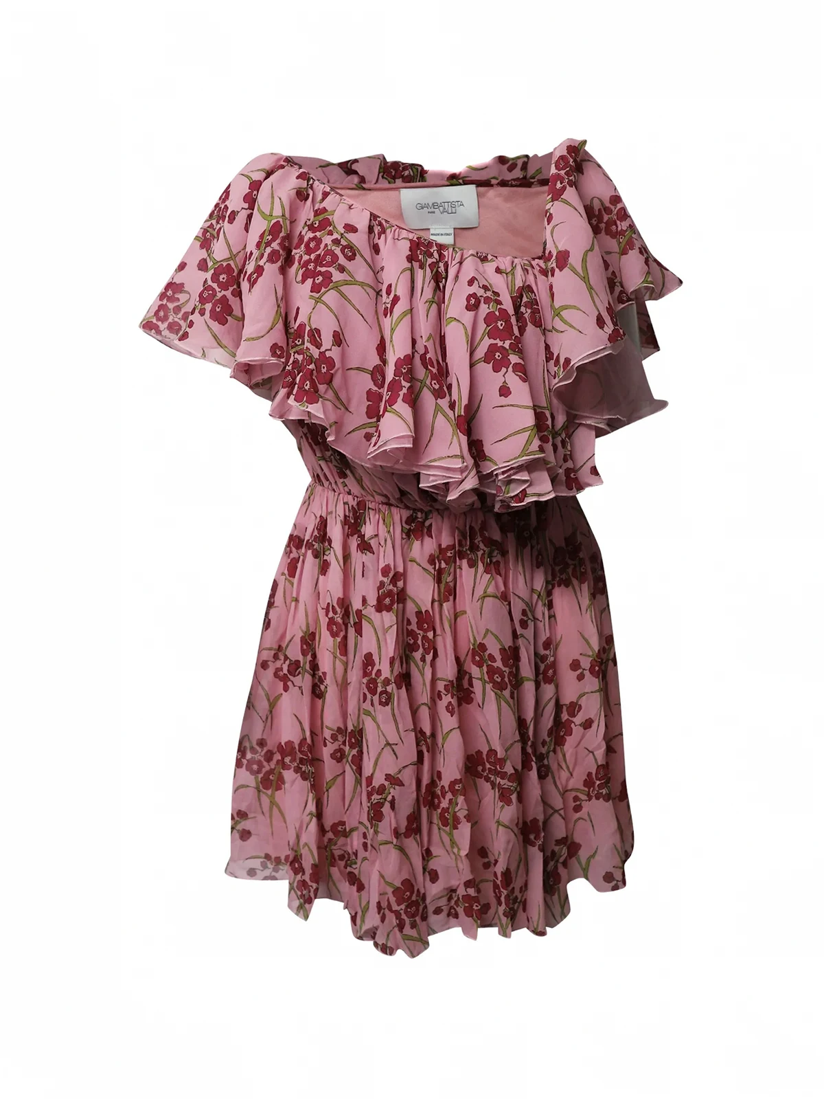 one-shoulder floral-print mini dress