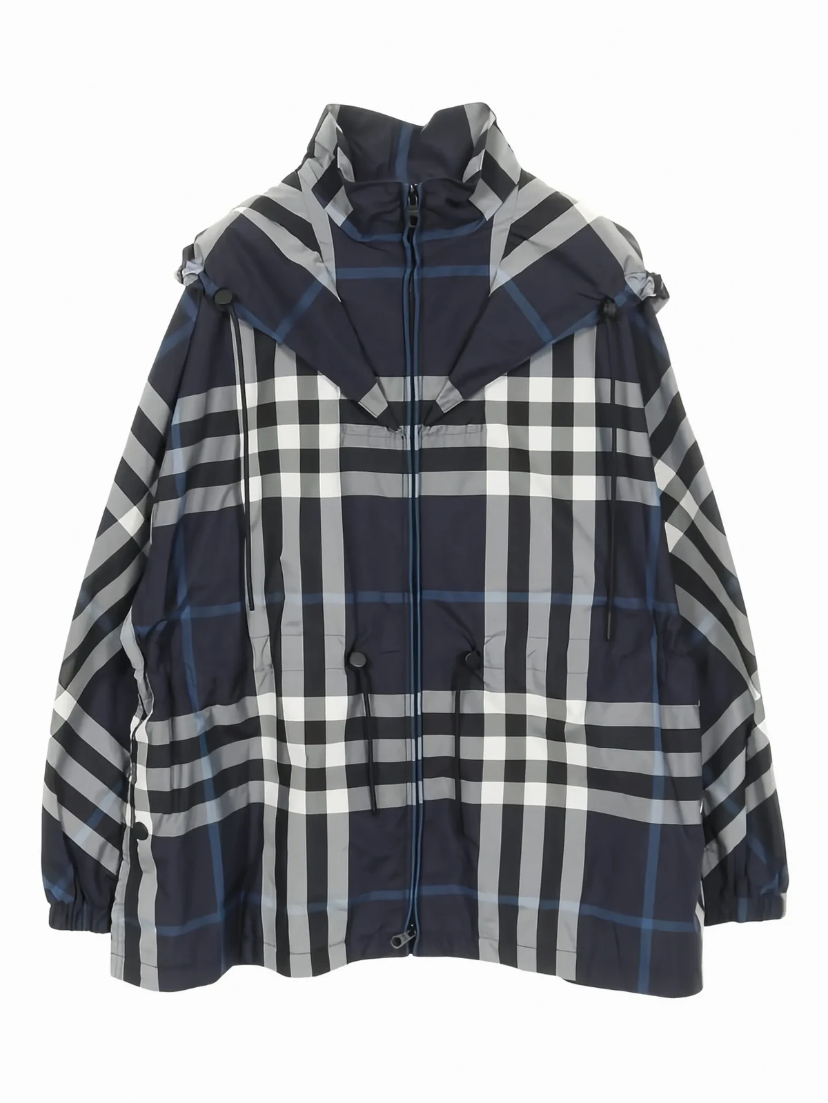 2020s check-pattern hooded jacket