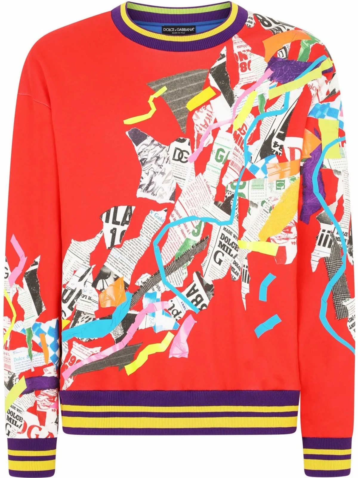 patchwork-print crewneck sweatshirt