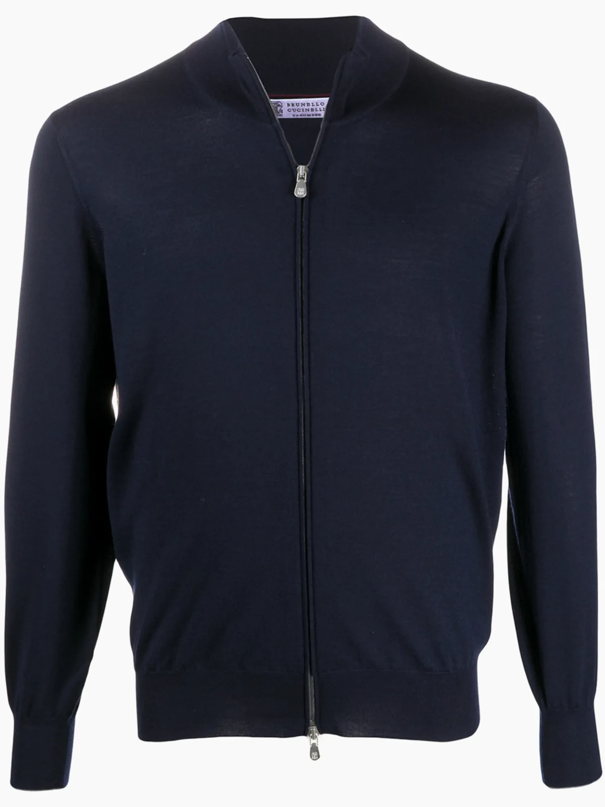 high-neck zip-through sweater