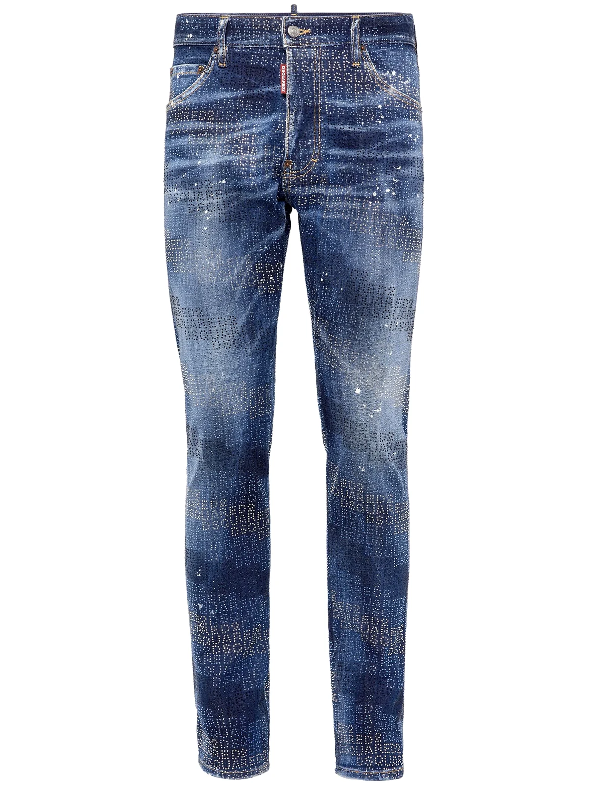 paint-splatter slim-fit jeans