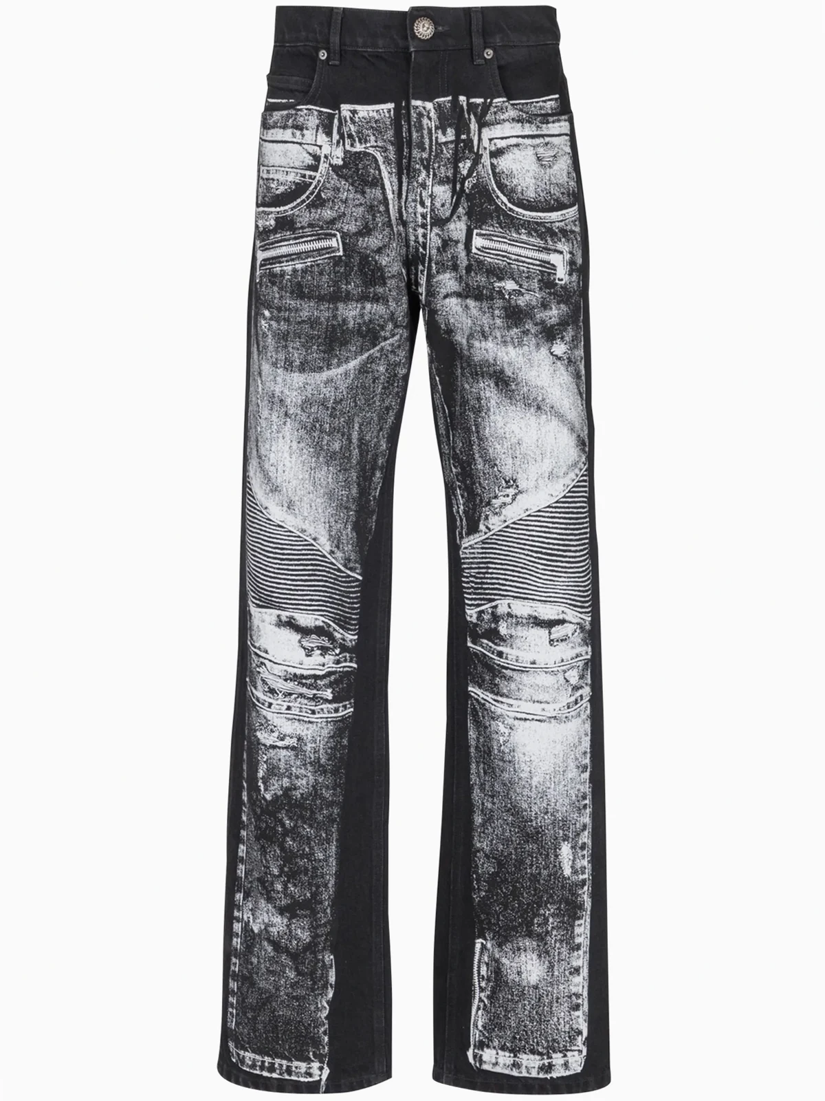 Jeans mit Tromp-l'oeil-Print