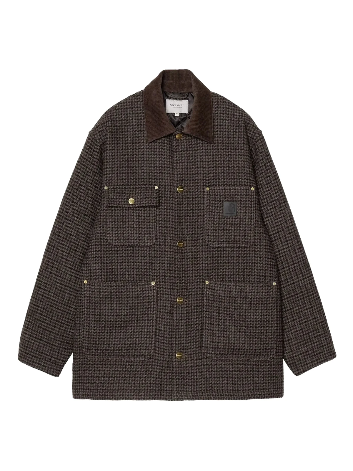 corduroy-collar check single-breasted coat