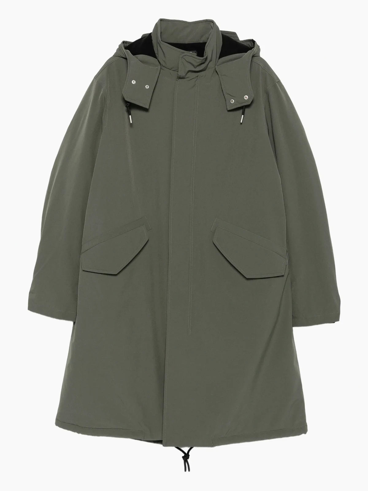 flap-pocket hooded coat