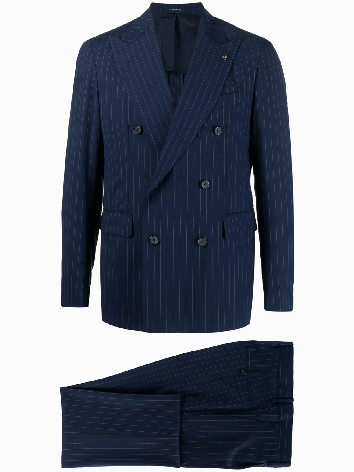pinstripe double-breasted two-piece suit