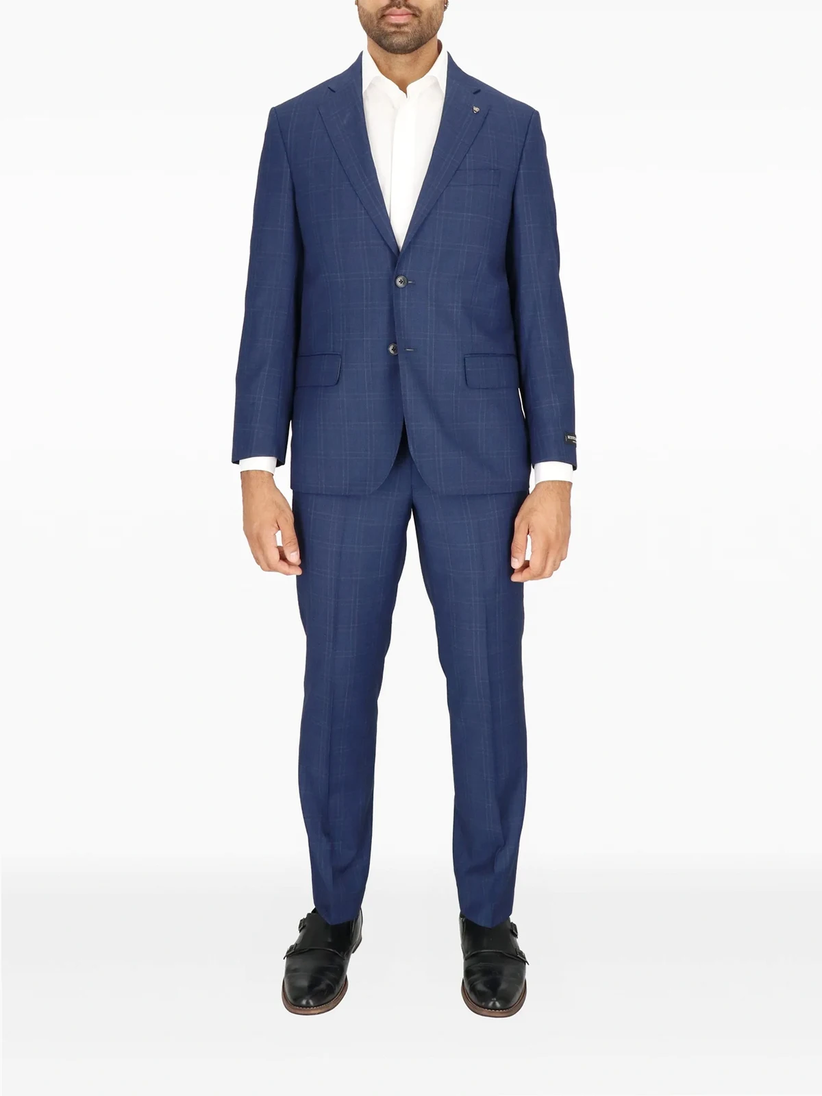 checked two-button suit