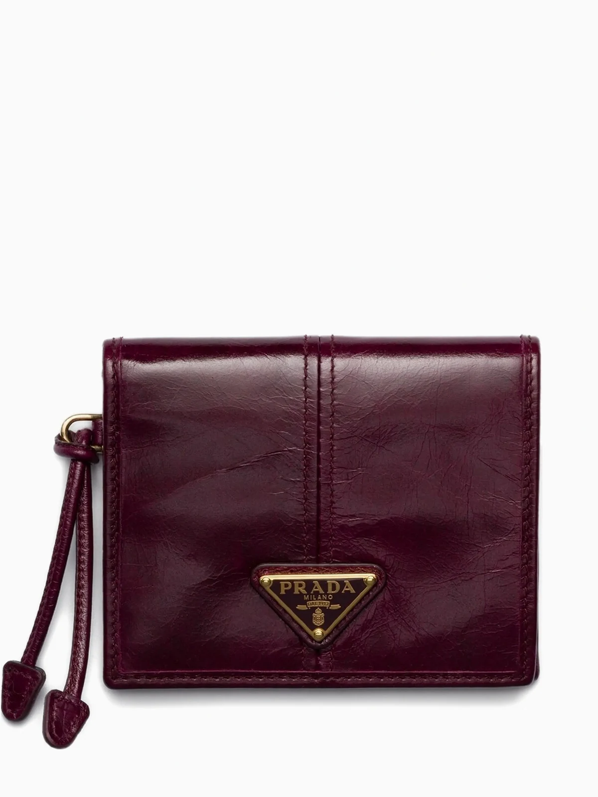 patent-leather logo-plaque wallet