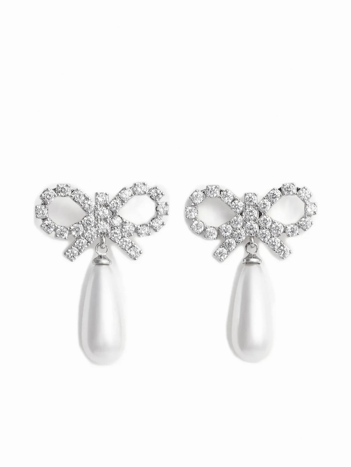bow pearl-embellishment earrings