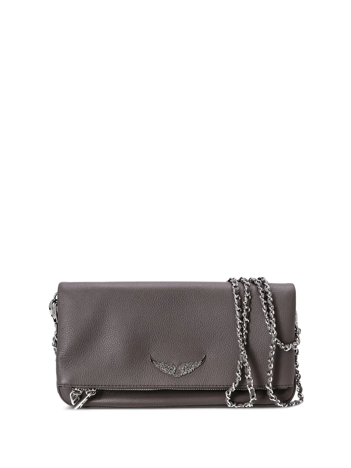 logo-plaque leather clutch bag
