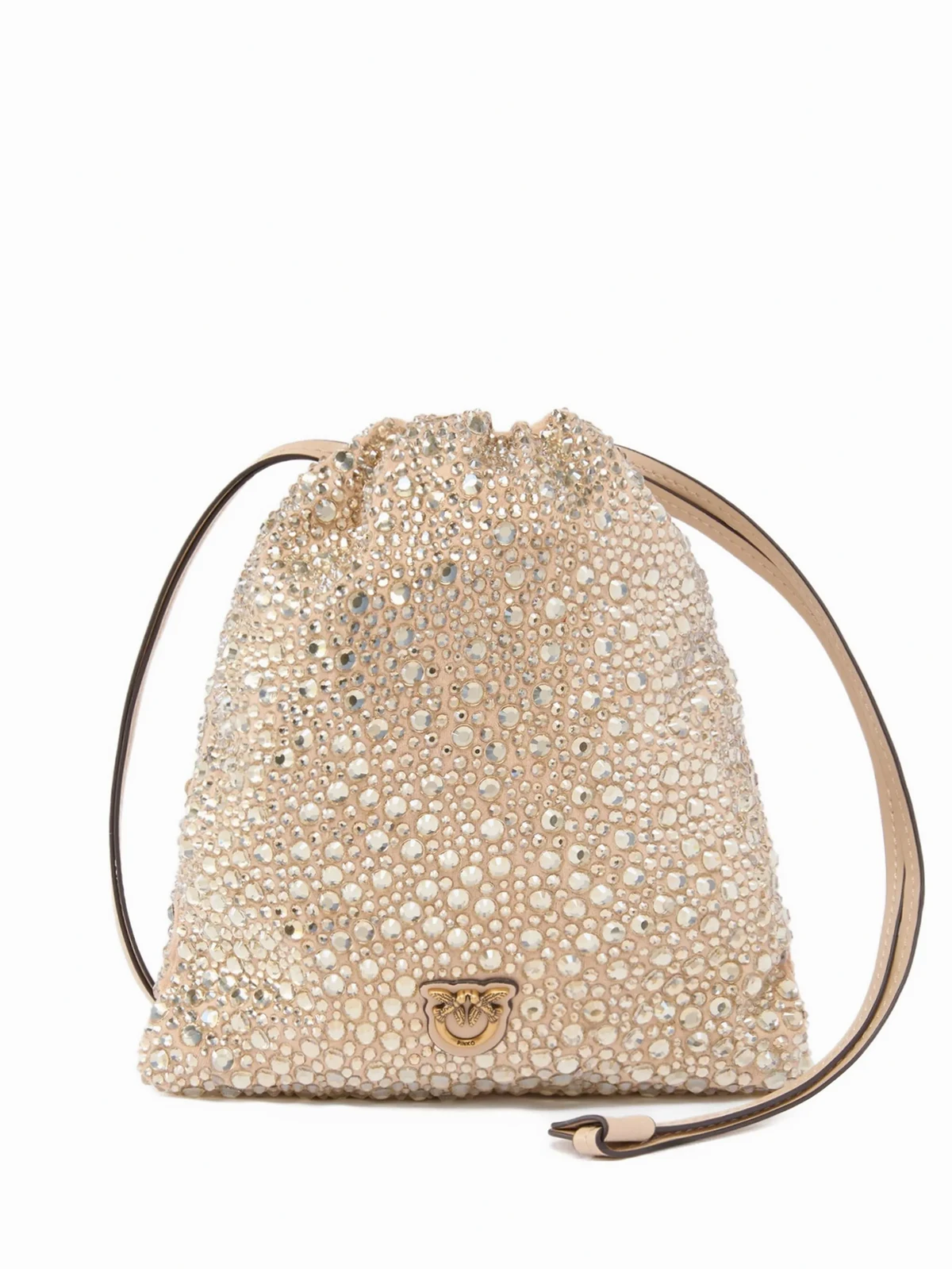 crystal-embellished drawstring clutch