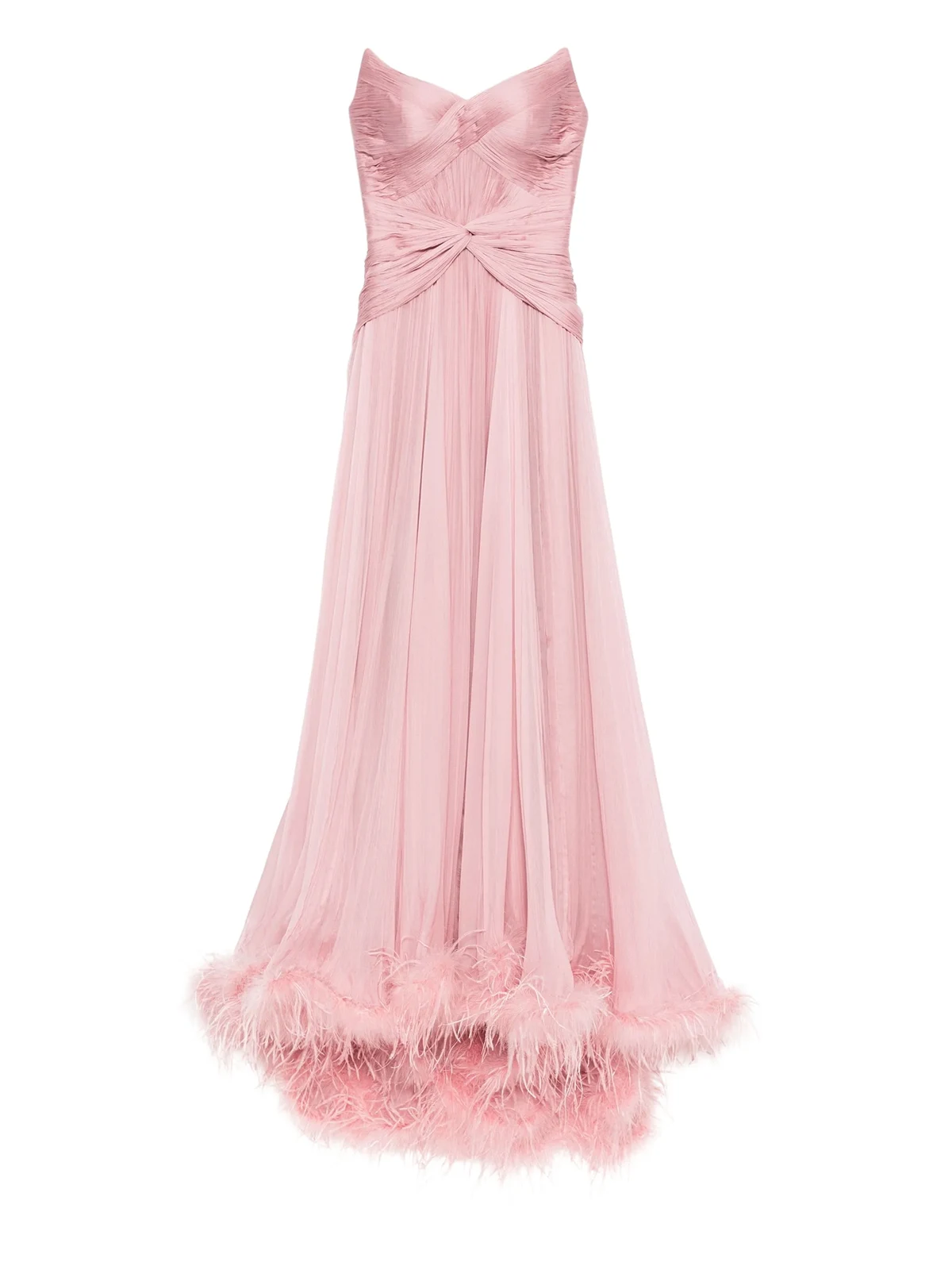 Mikael feather-trim gown