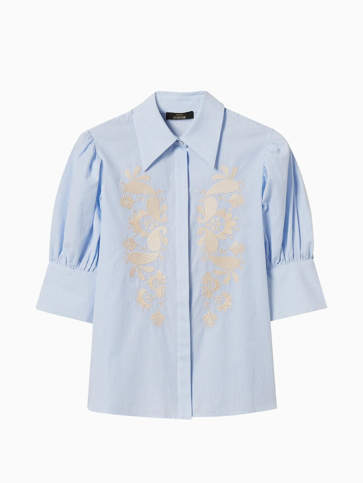 pinstripe embroidered shirt