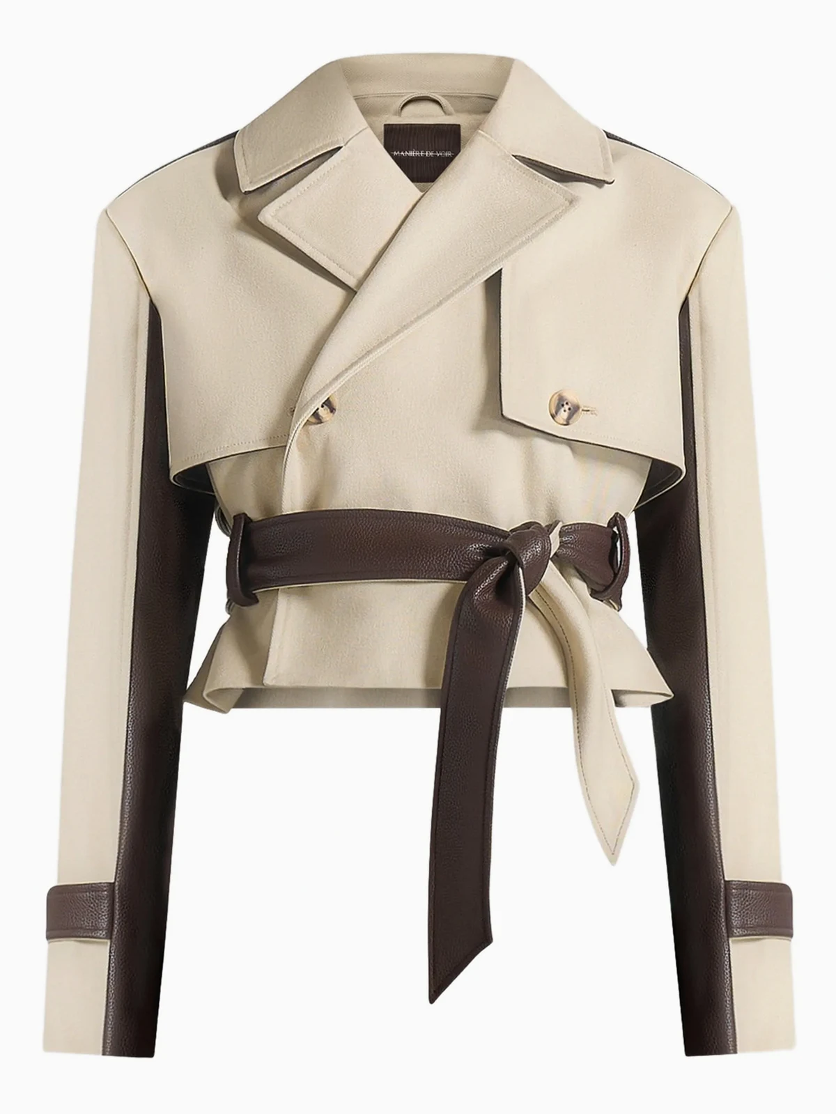 Lelia belted beige/brown crop trench coat