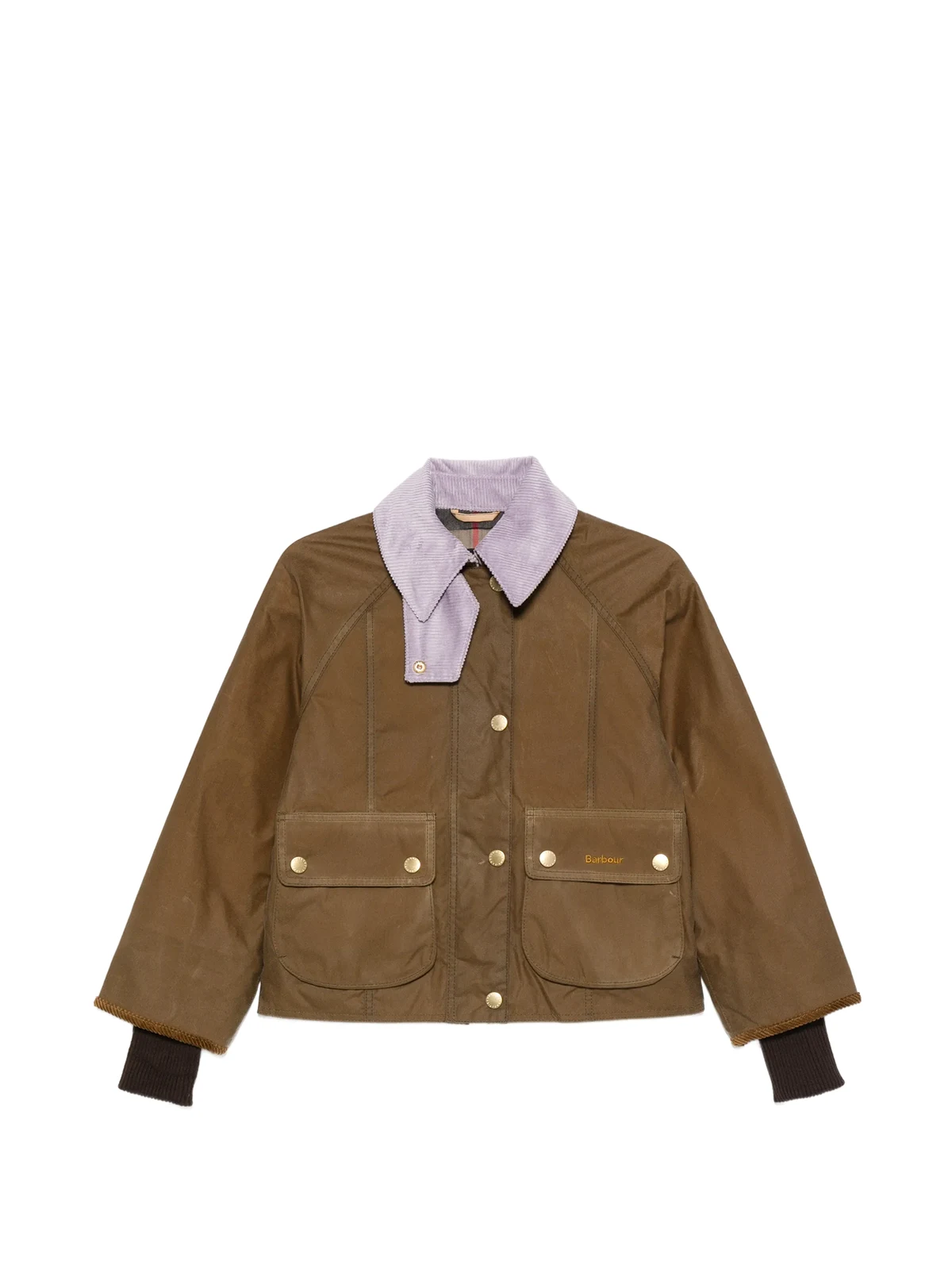 Cropped Beadnell corduroy-collar waxed cotton jacket