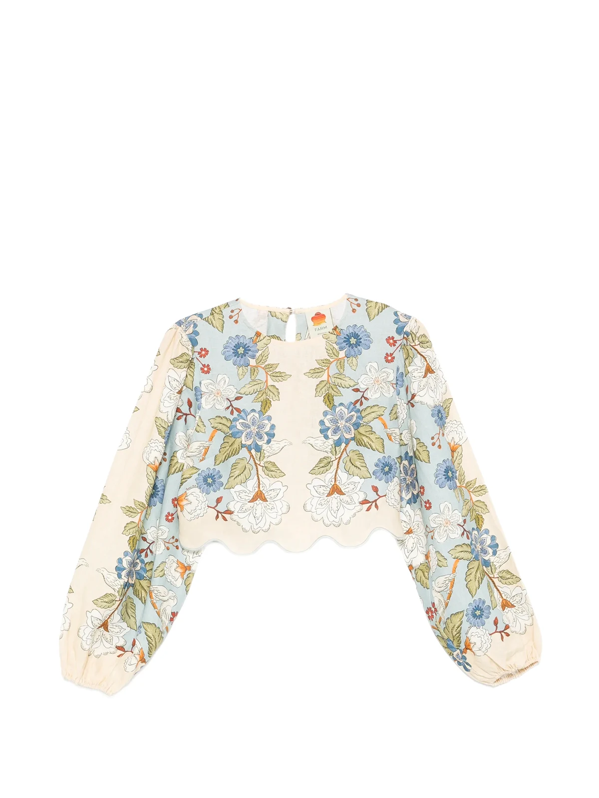 floral-print linen blouse