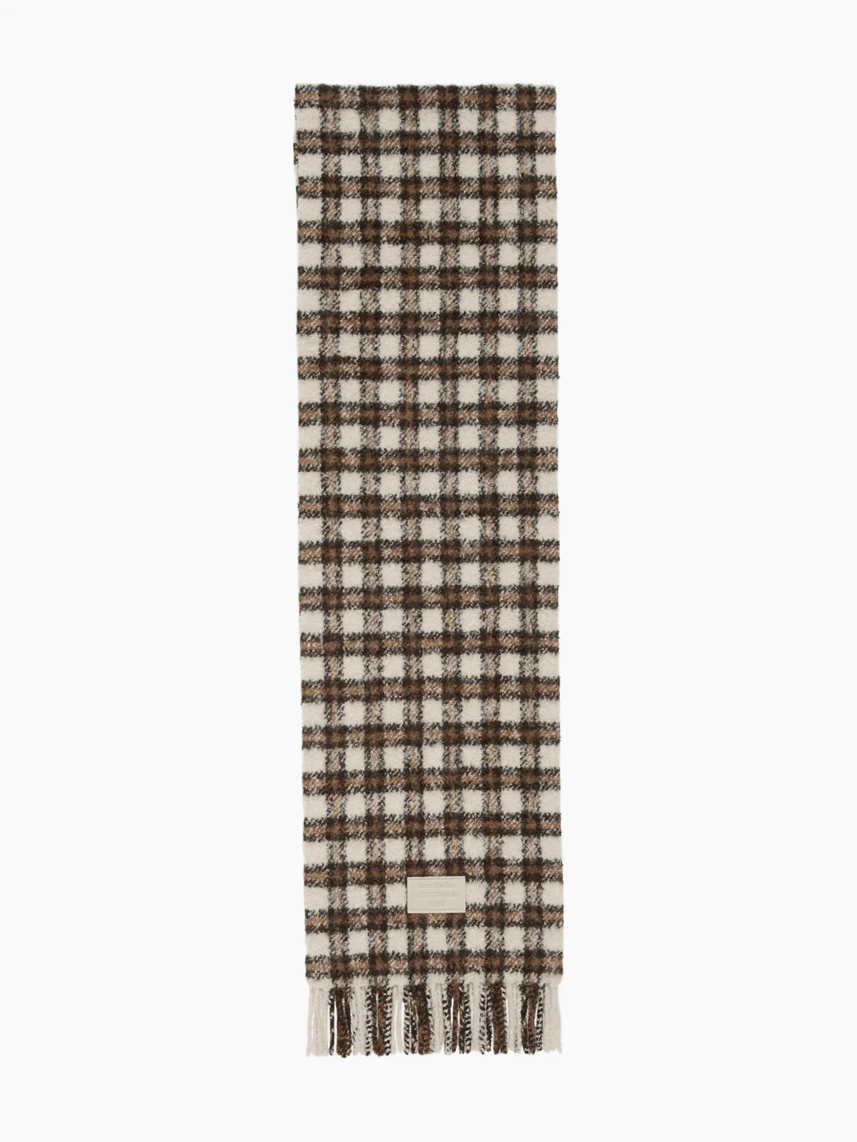 checked fringed scarf