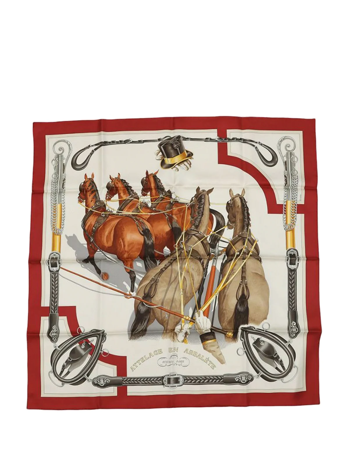 20th Century Attelage en Arbalete Silk Scarf 90 scarves