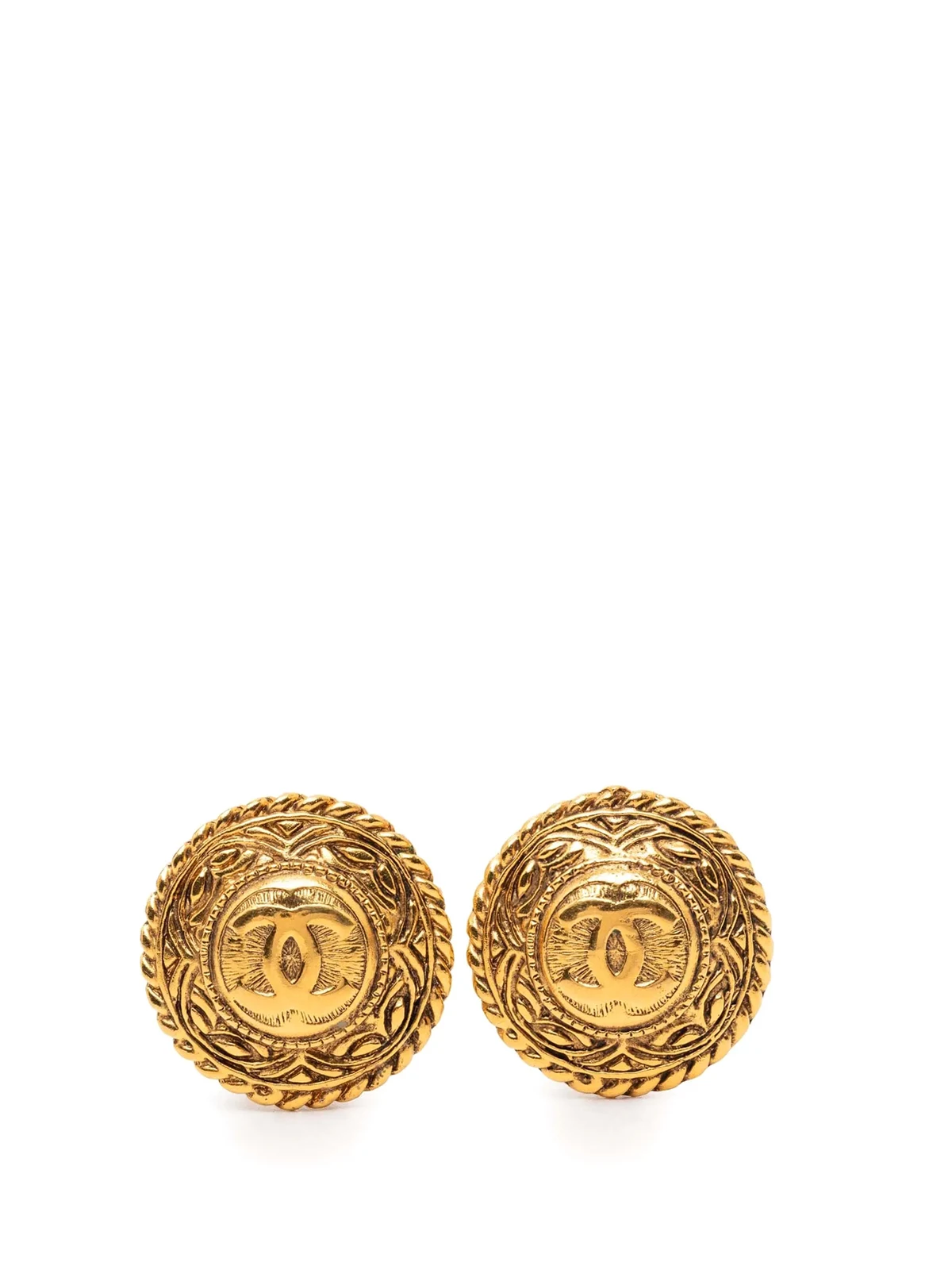 1970-1980 Gold Plated CC Round Clip on Earrings costume earrings