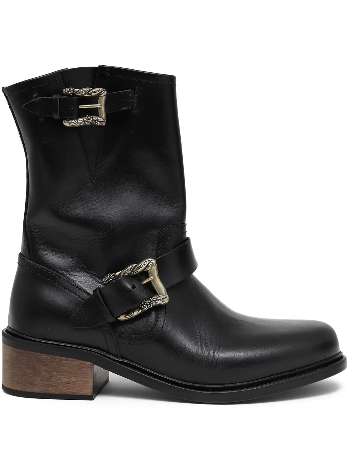 Engineer double-buckle leather boots