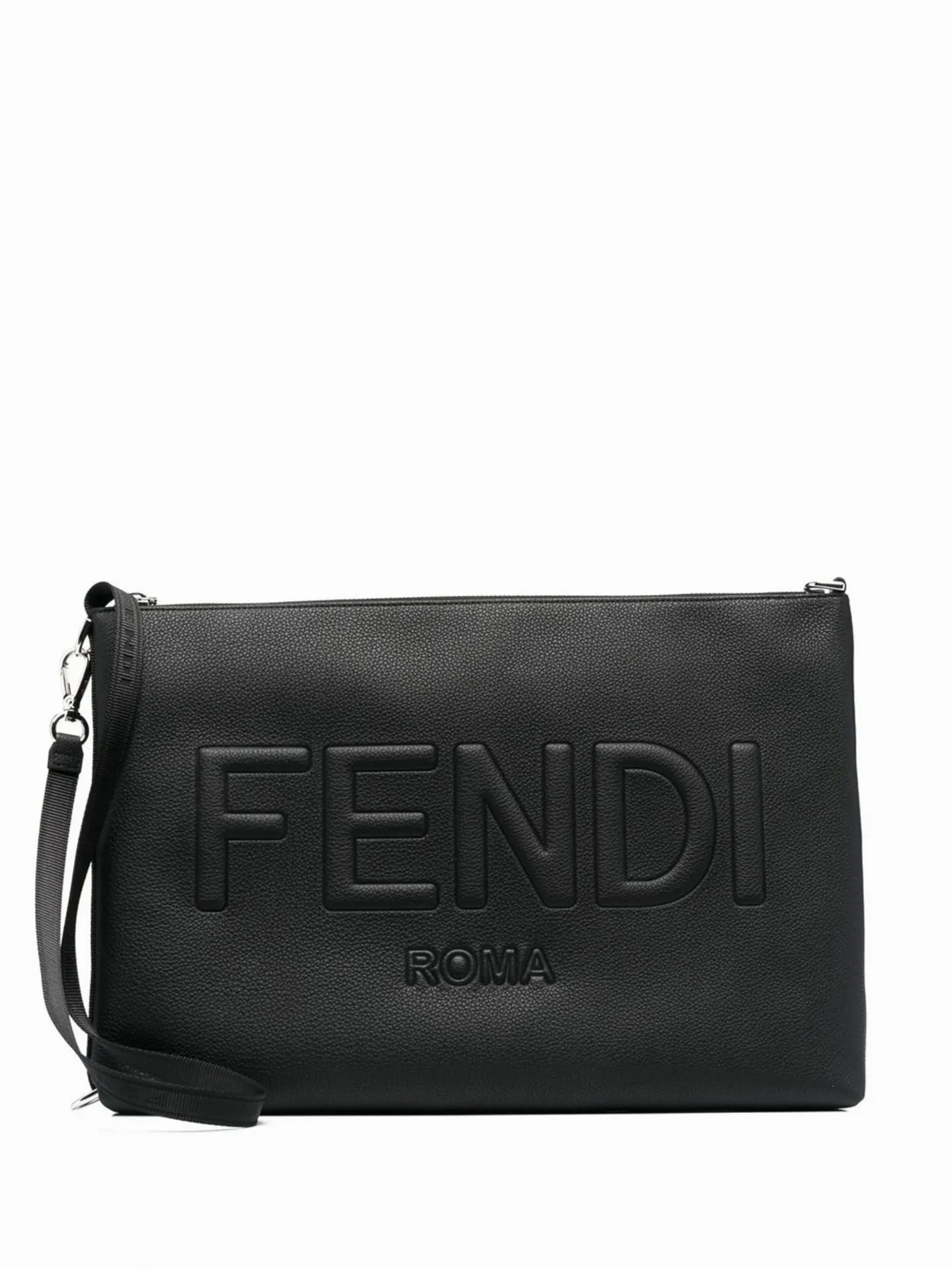 embossed-logo clutch bag